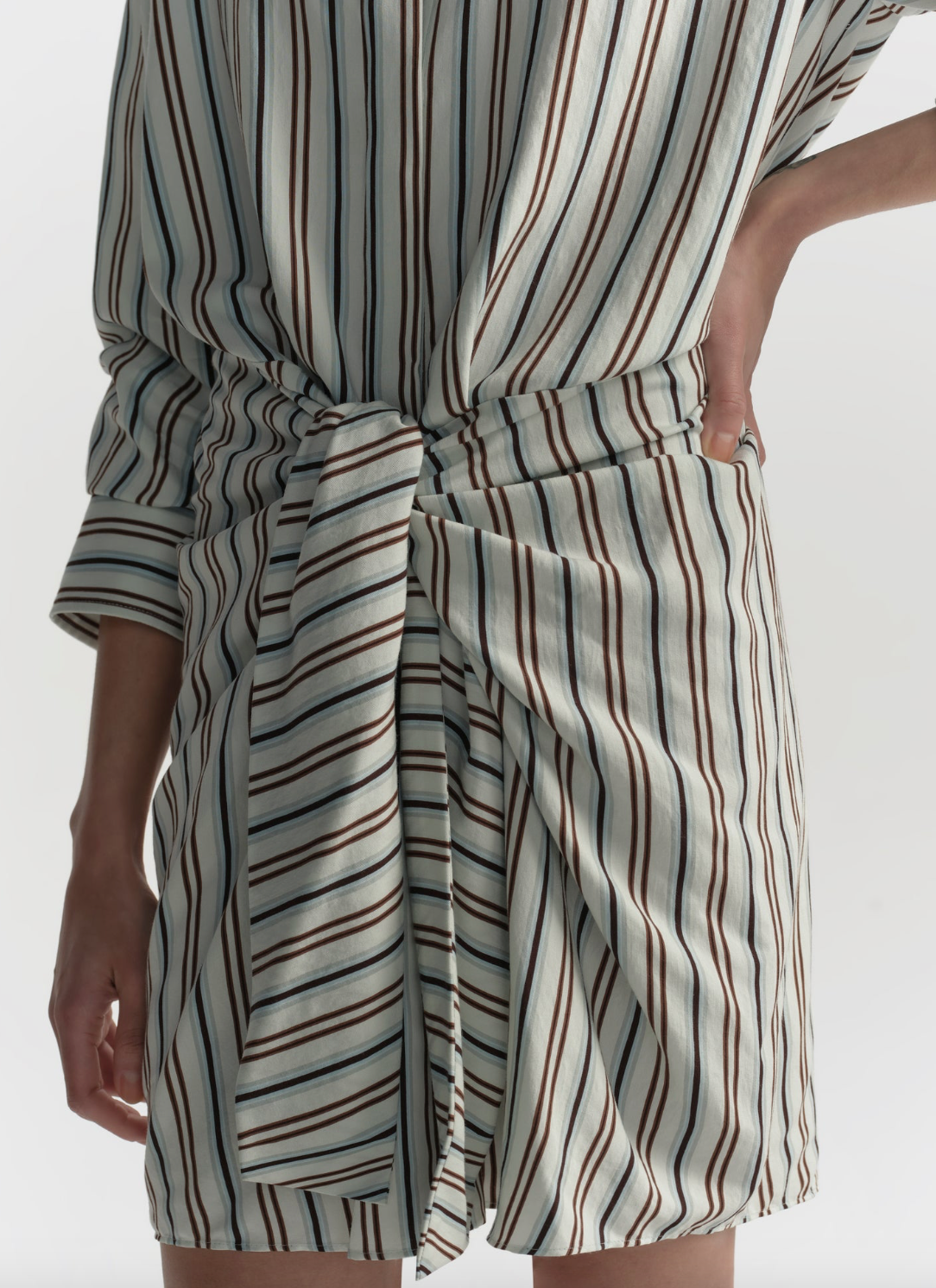 Mia Striped Mini Shirtdress Ice Mint/Ganache