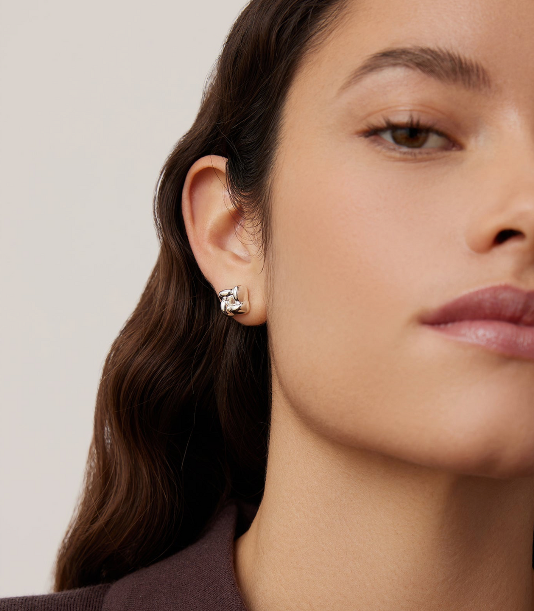 Mini Woven Square Earrings Silver