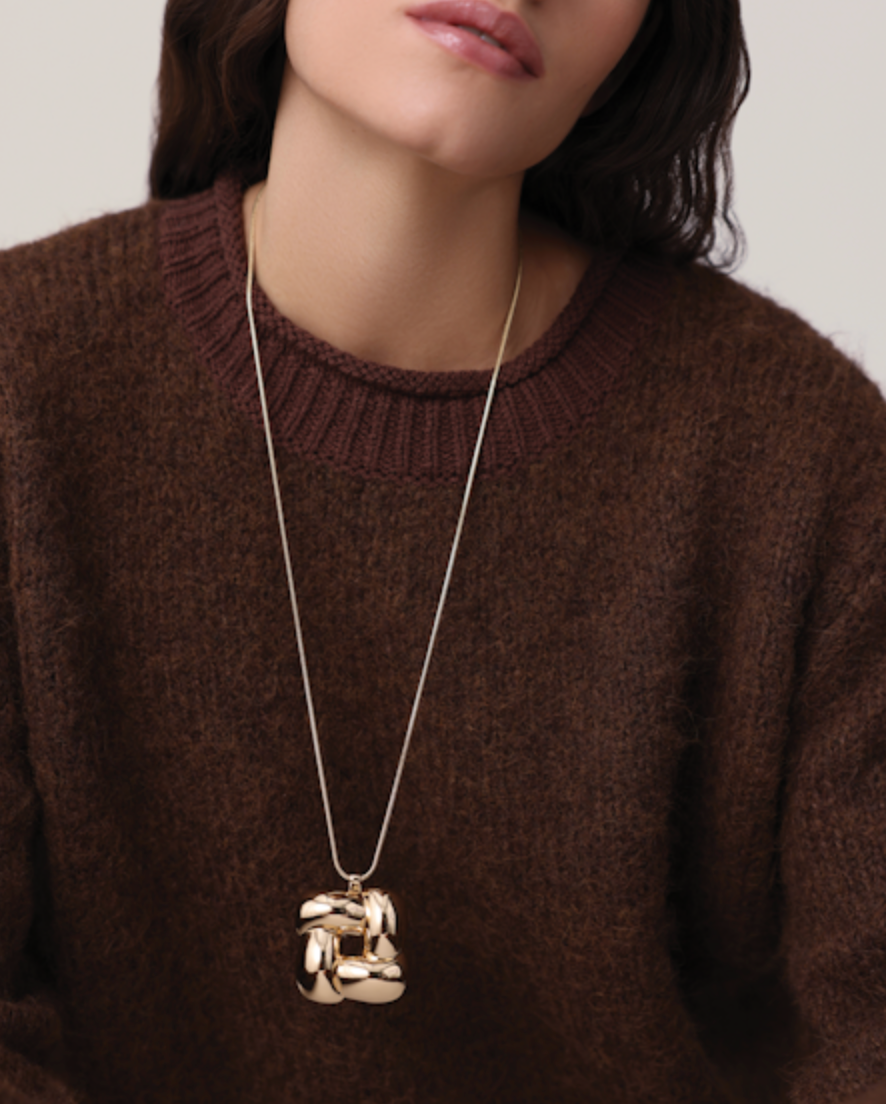 Woven Square Pendant Necklace