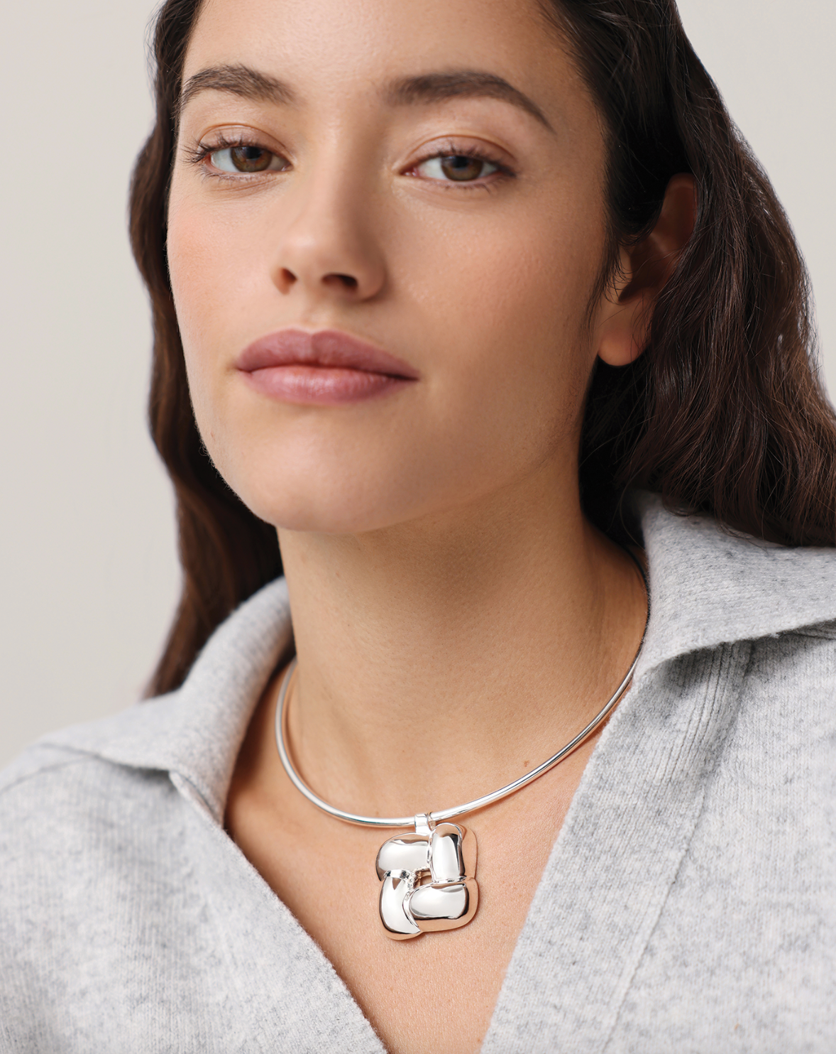 Woven Square Collar Silver