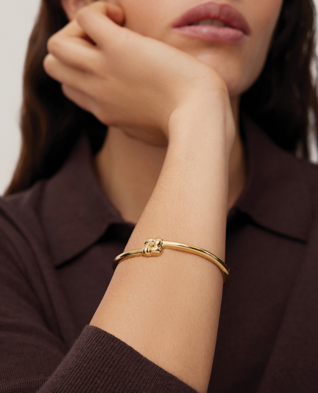 Slim Woven Square Bangle Gold