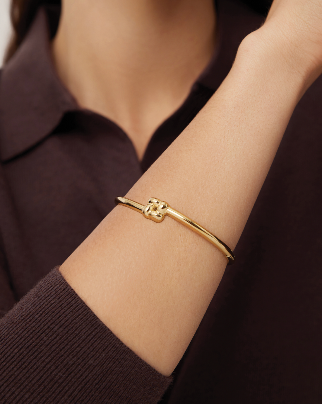 Slim Woven Square Bangle Gold