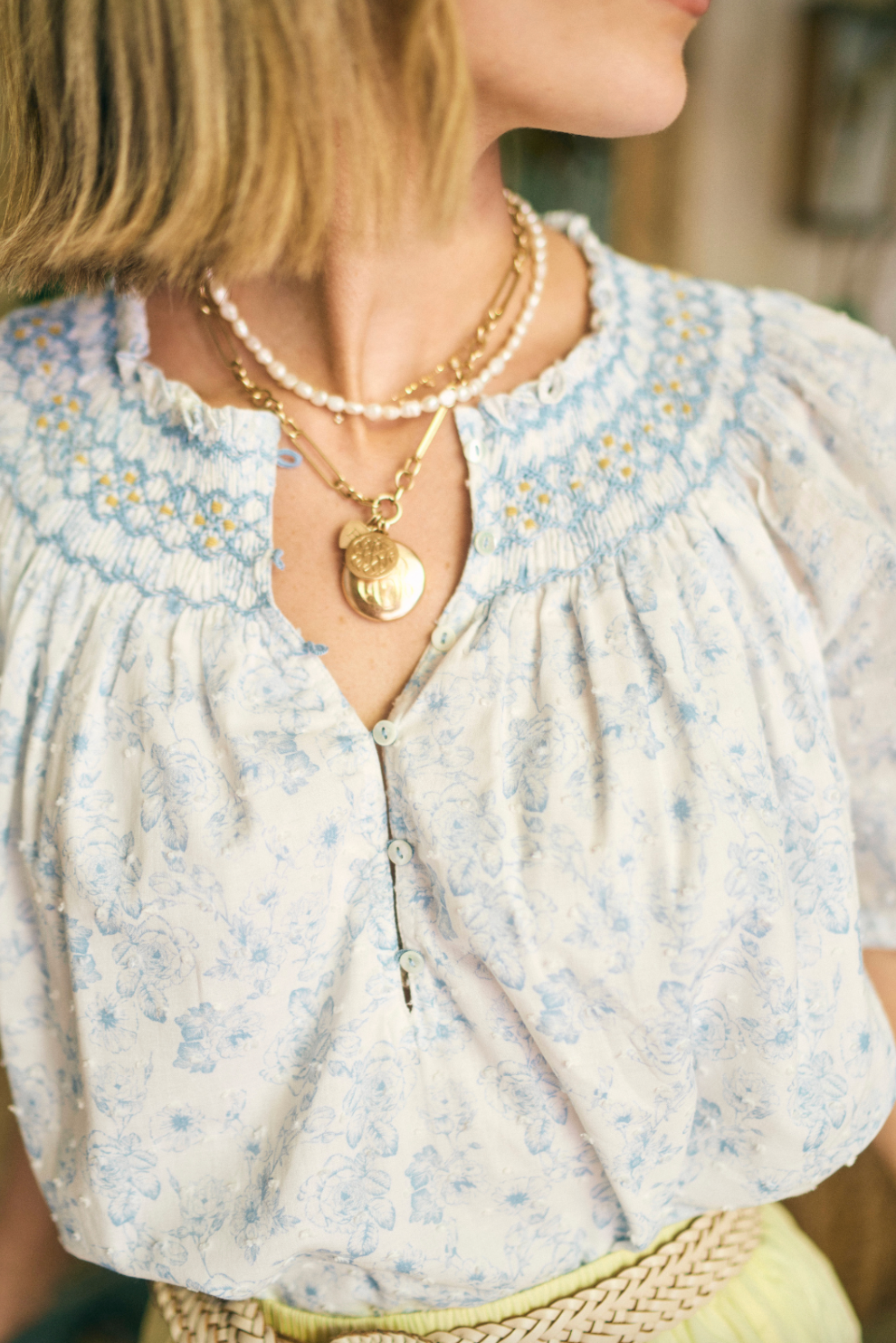 Willow Top in Petal Swiss Dot