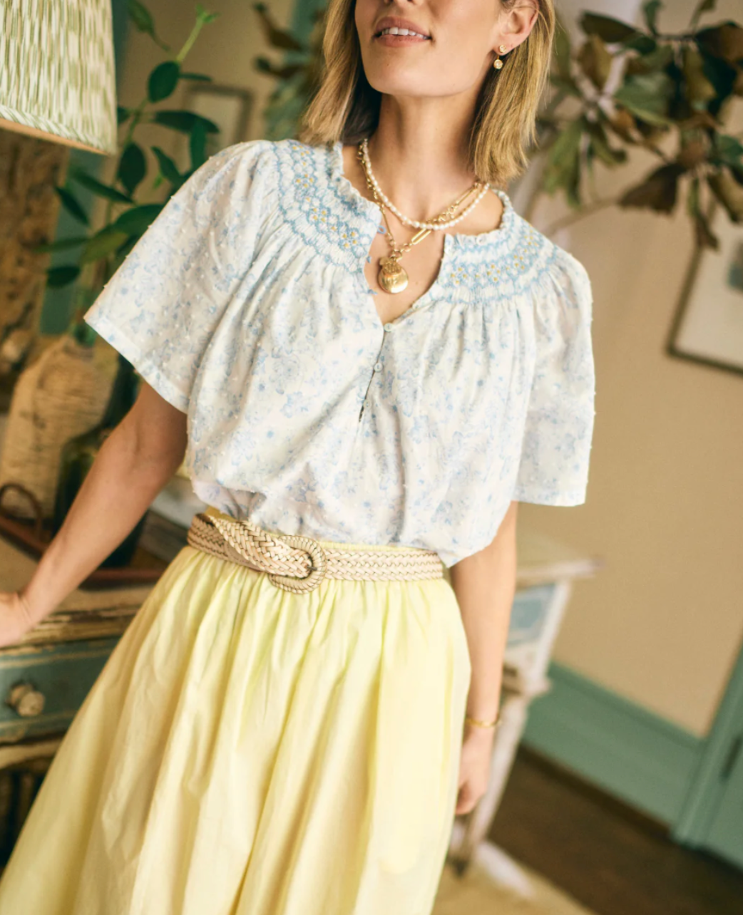 Willow Top in Petal Swiss Dot