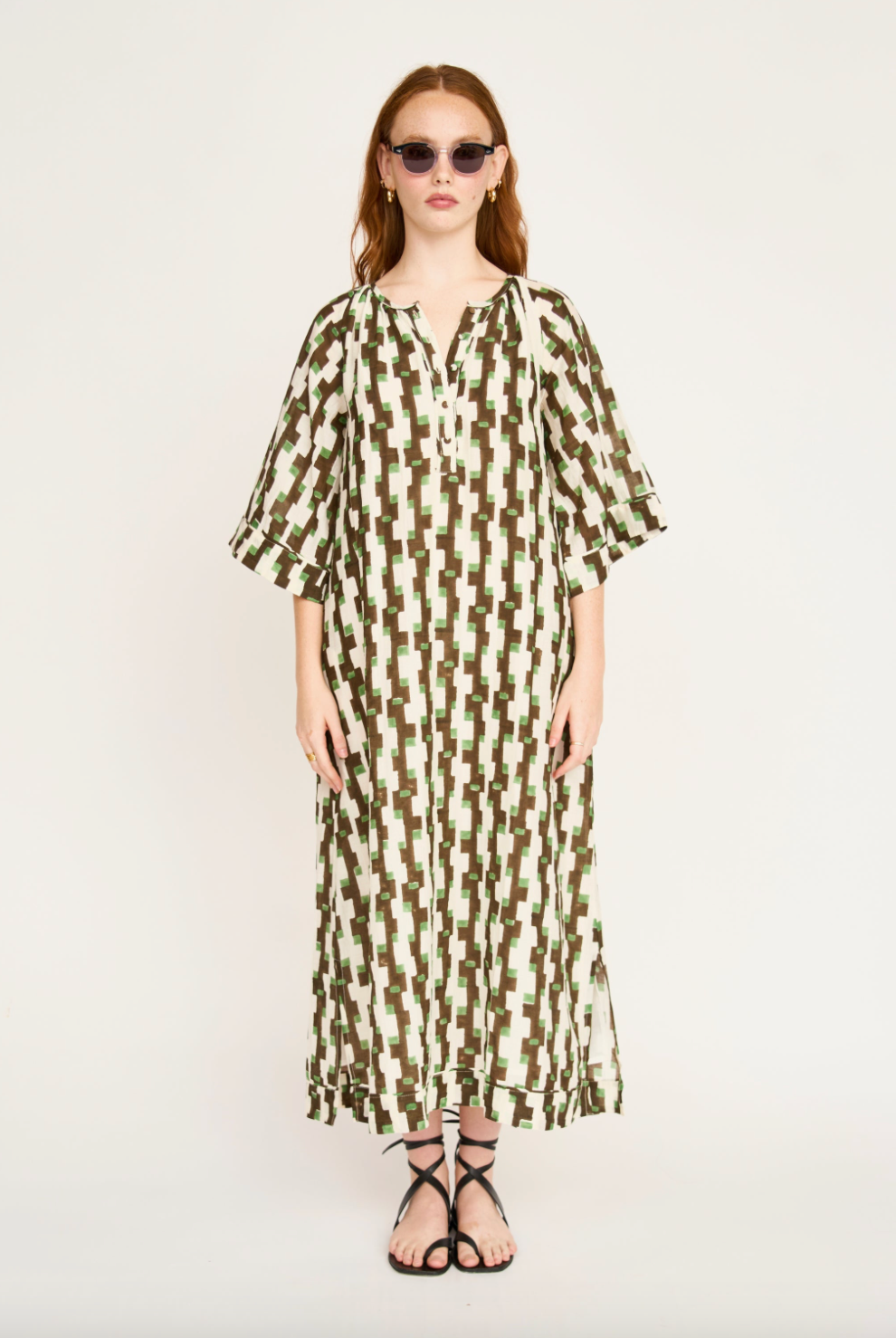 Faro Caftan In Chocolate Mint Hopscotch