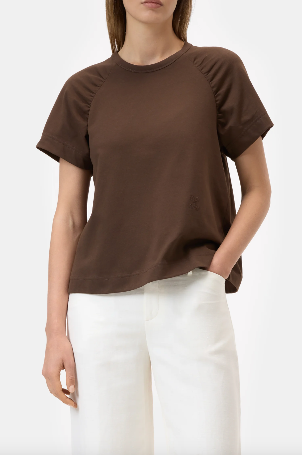 Gathered T-Shirt Maple Brown