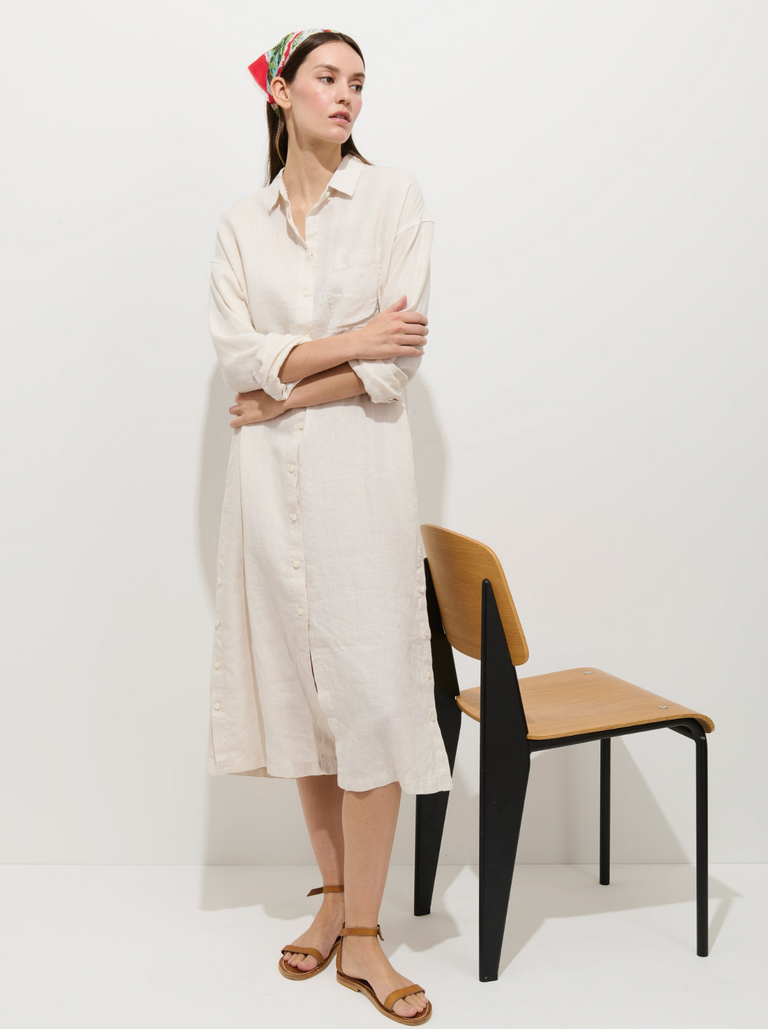 Kerry Shirtdress in Linen Light Cement