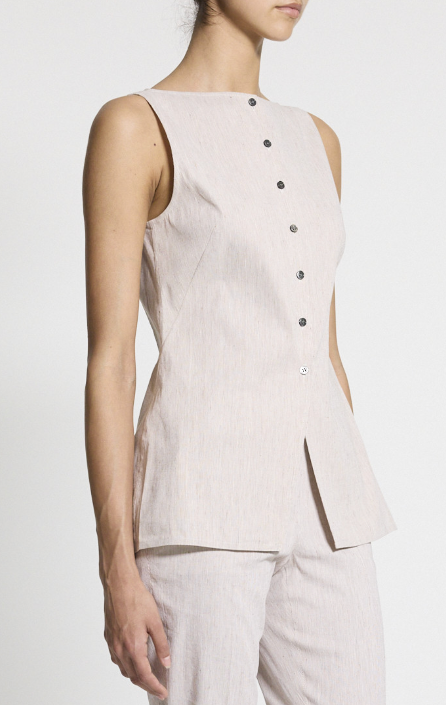 Boatneck Cutaway Linen Cognac Multi