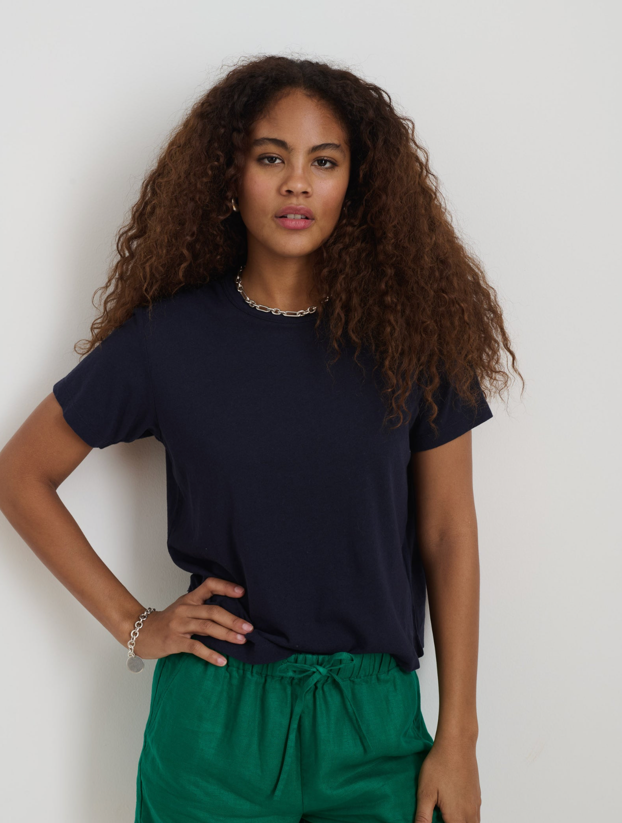 Garcon Tee in Linen Cotton Navy