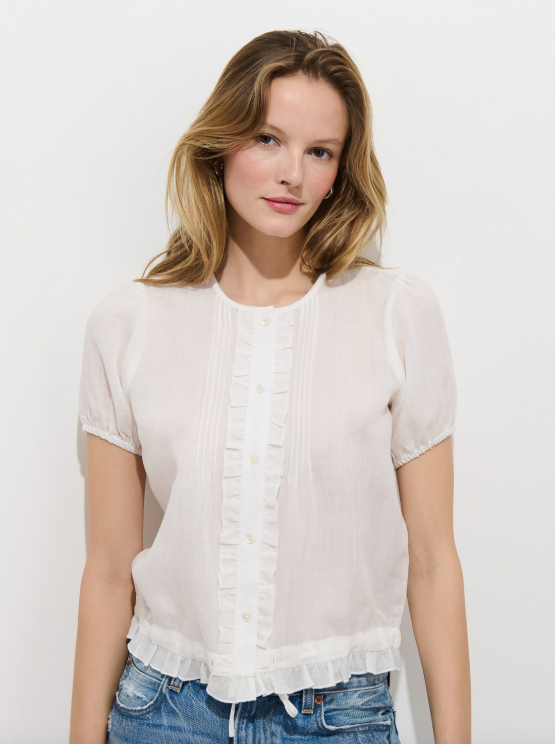 Brittany Top in Ramie Off White
