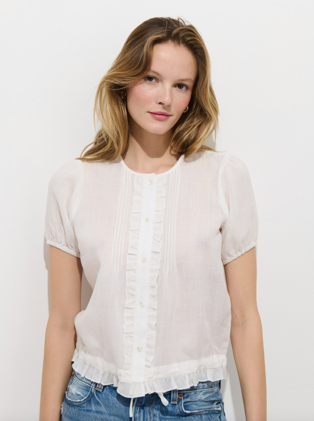 Brittany Top in Ramie Off White