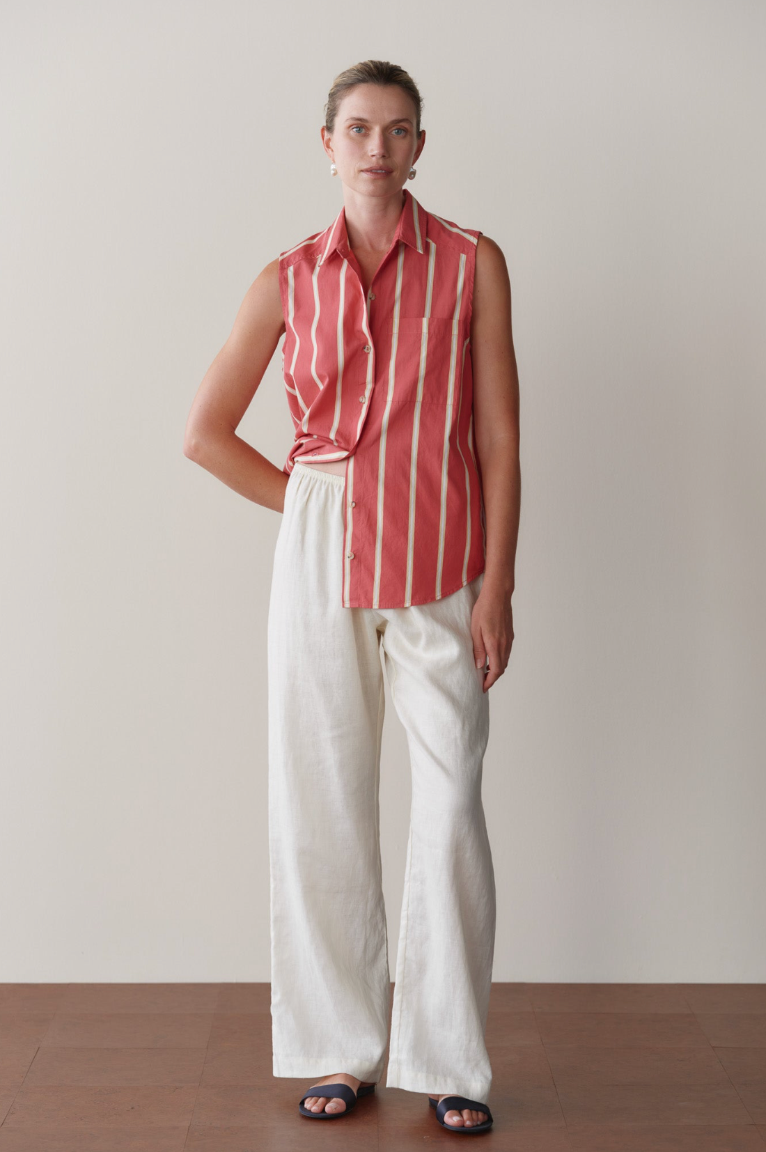 The Linen Simple Pant Creme