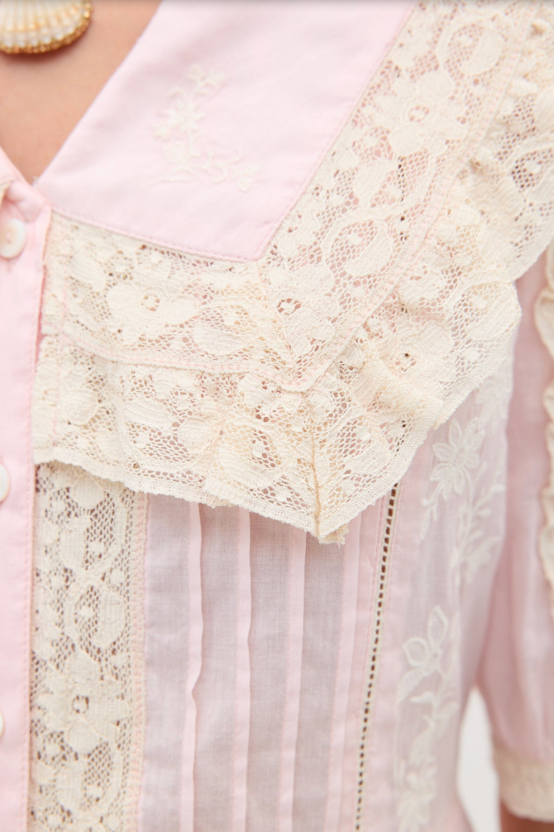 Dove Dress Pansy Embroidery Vintage Pink