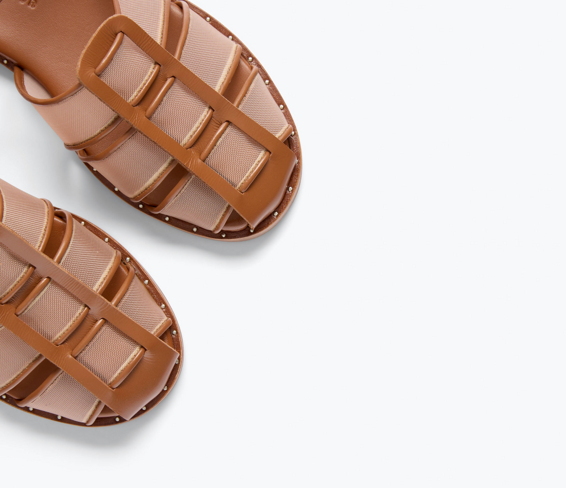 Sera Fisherman Sandal Stone Mesh