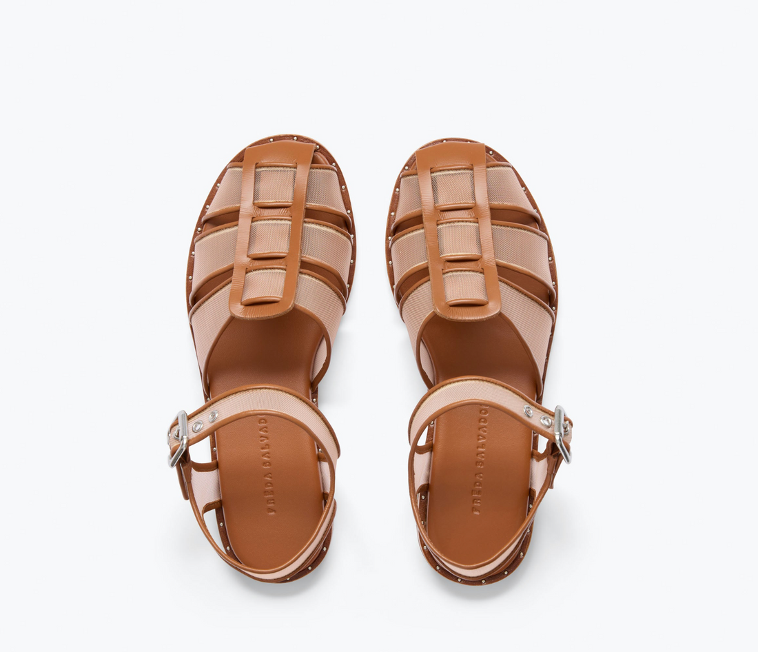 Sera Fisherman Sandal Stone Mesh