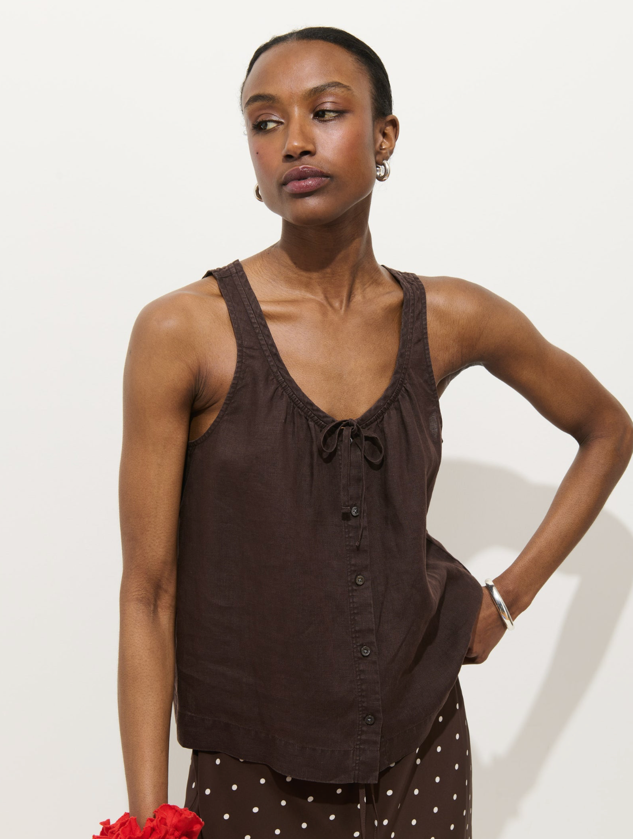 Sidney Top in Linen Roasted Bean