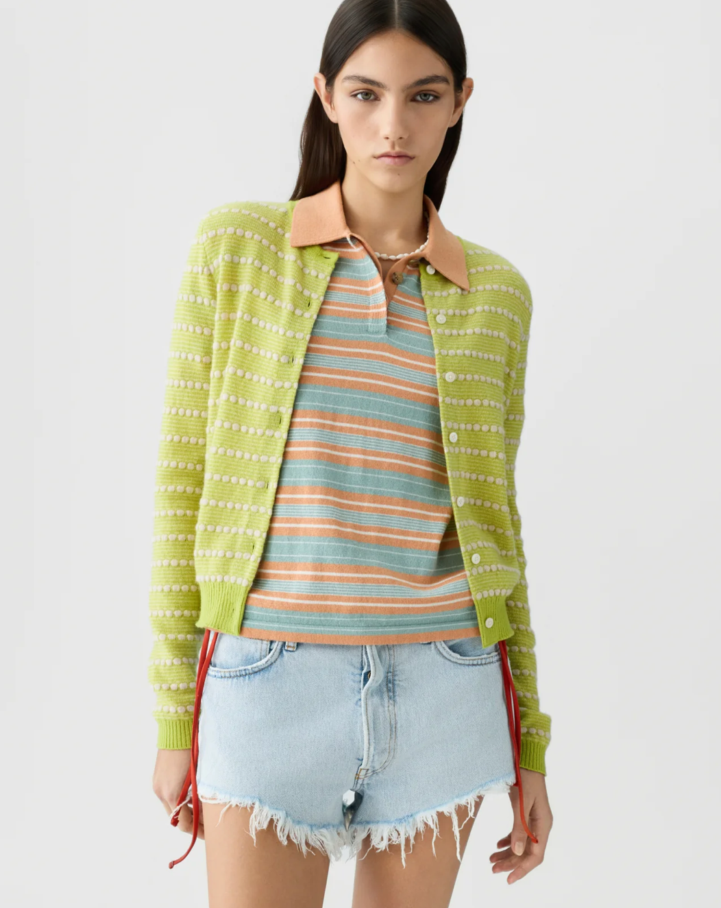 Pebble Stripe Jane Cardigan EVOO Combo