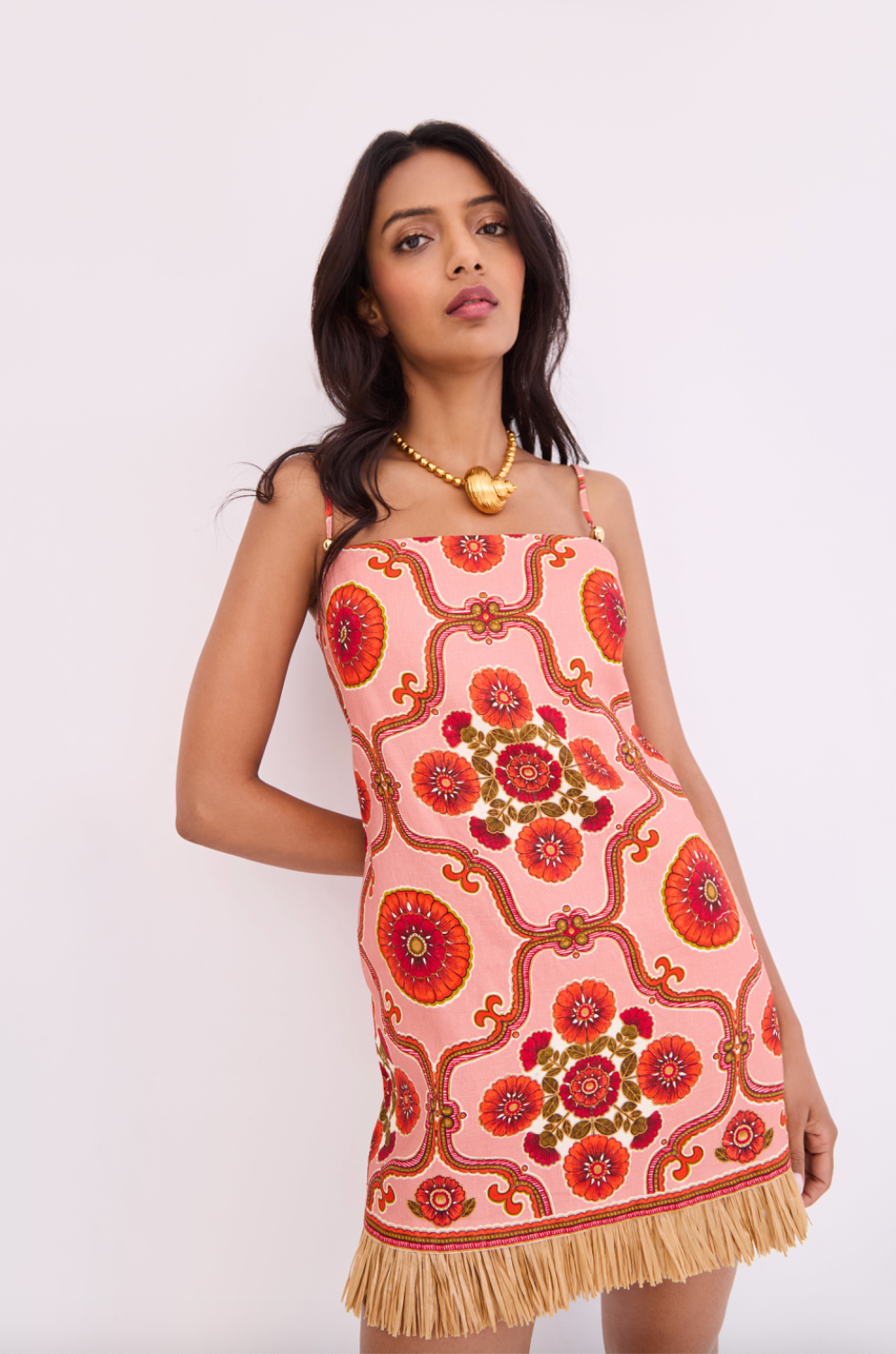 Valencia Mini Dress Mod Floral Brick