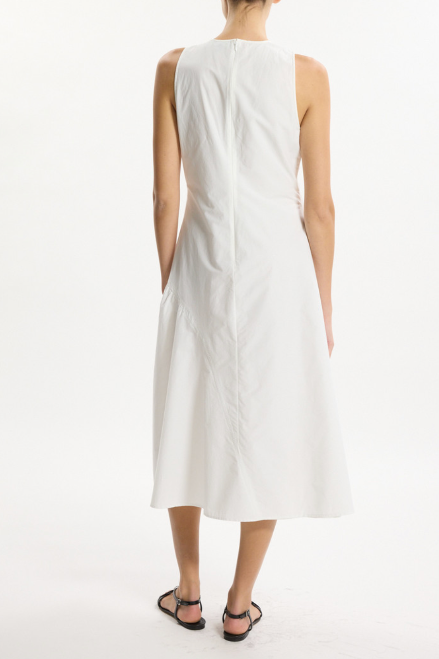 Asymmetrical Ruched Tank Dress White