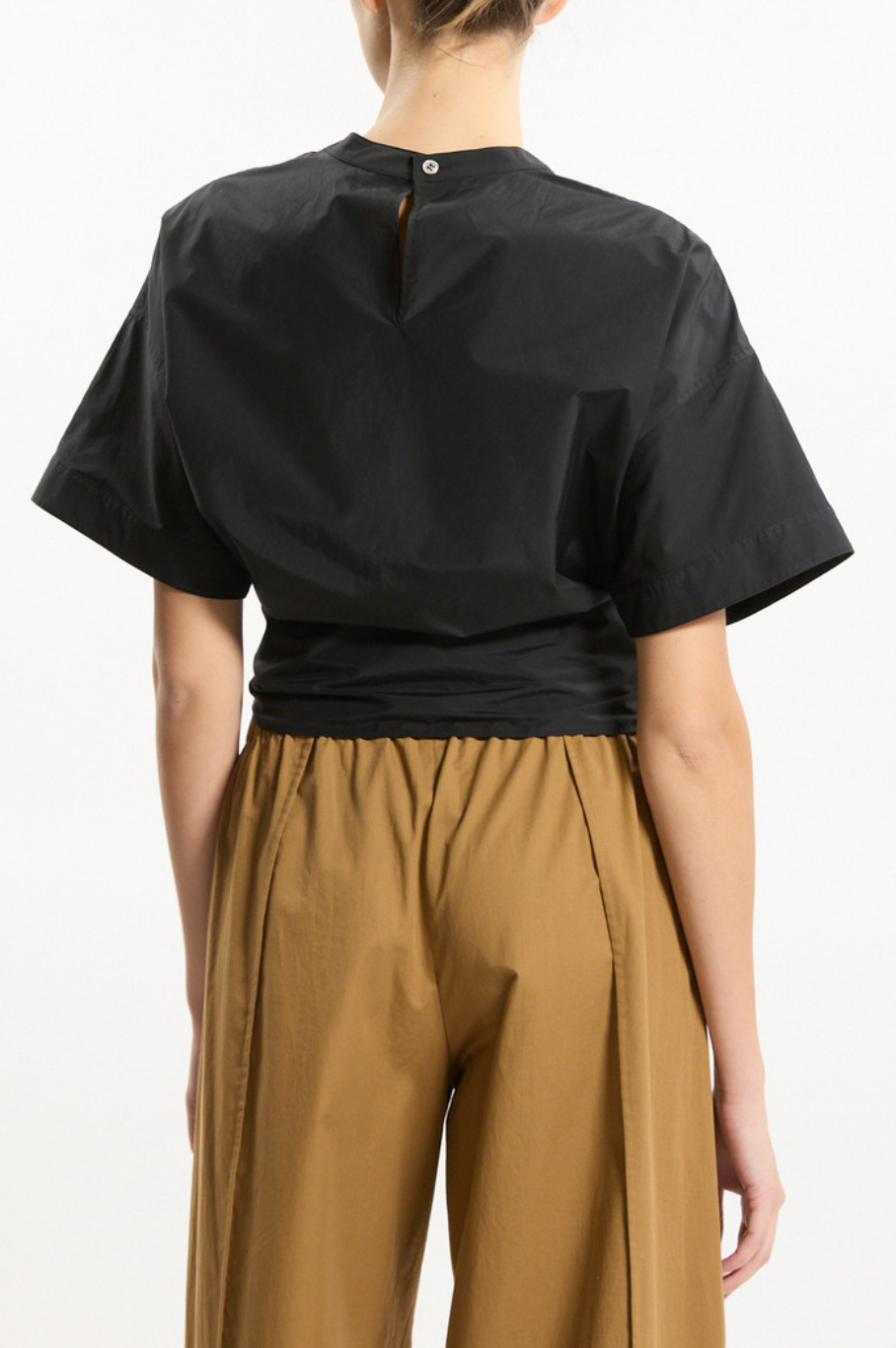 Boxy Tie Front Top Black