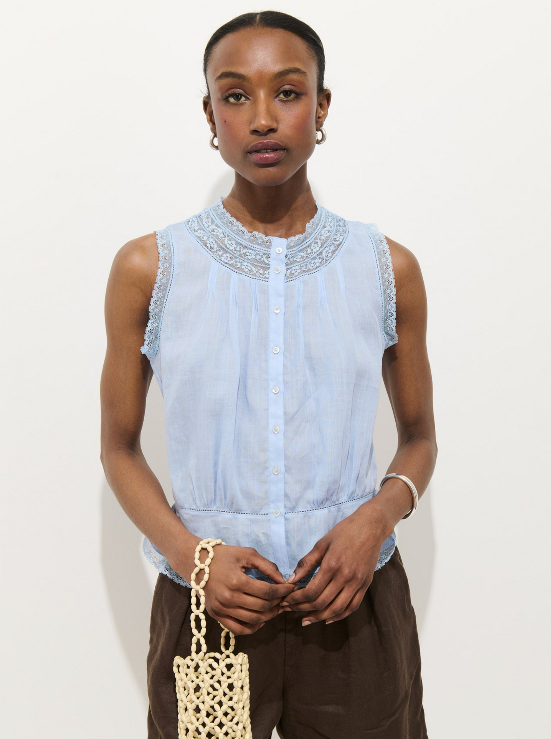 Collette Top In Ramie Hydrangea
