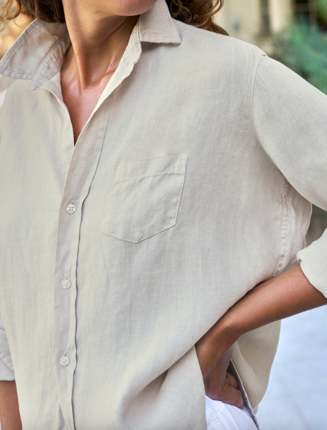 Eileen Relaxed Button-Up Shirt Sand