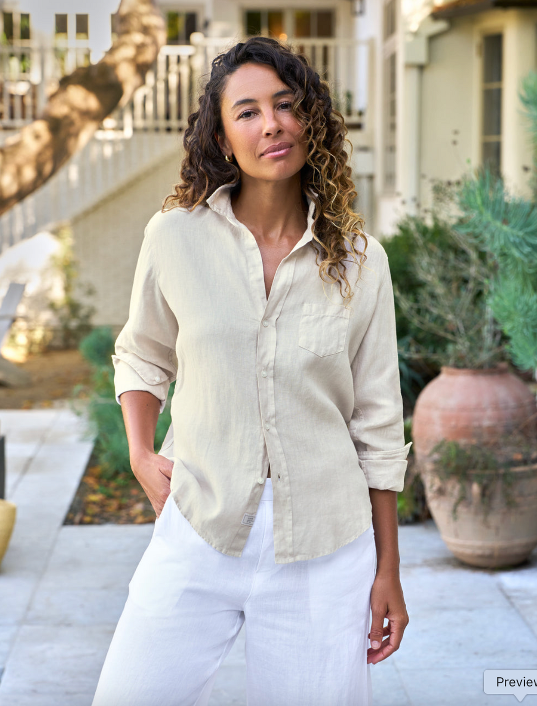 Eileen Relaxed Button-Up Shirt Sand