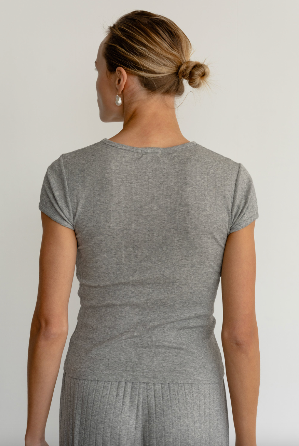 The Pointelle Baby Tee Heather Grey