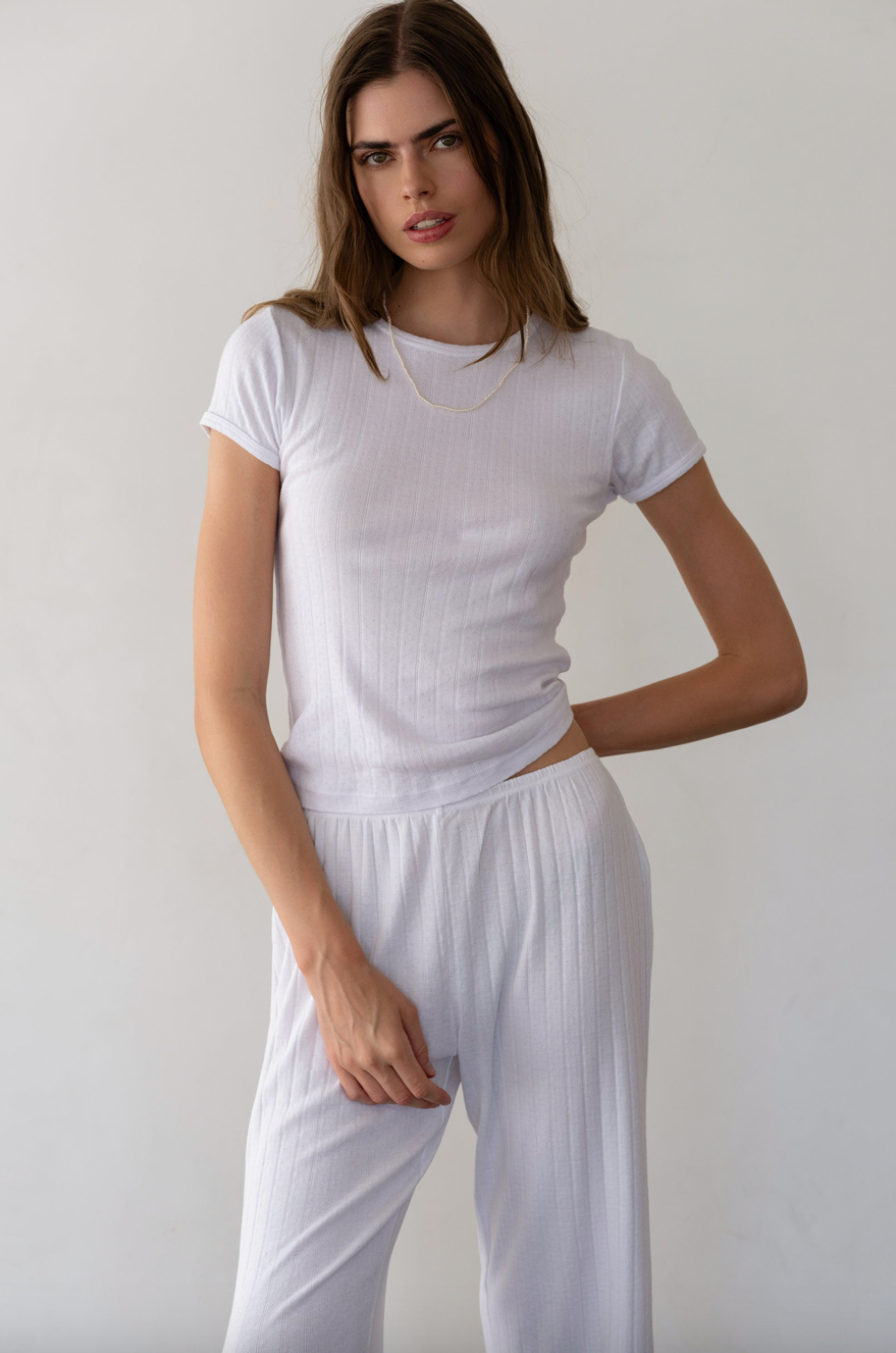 The Pointelle Baby Tee Powder