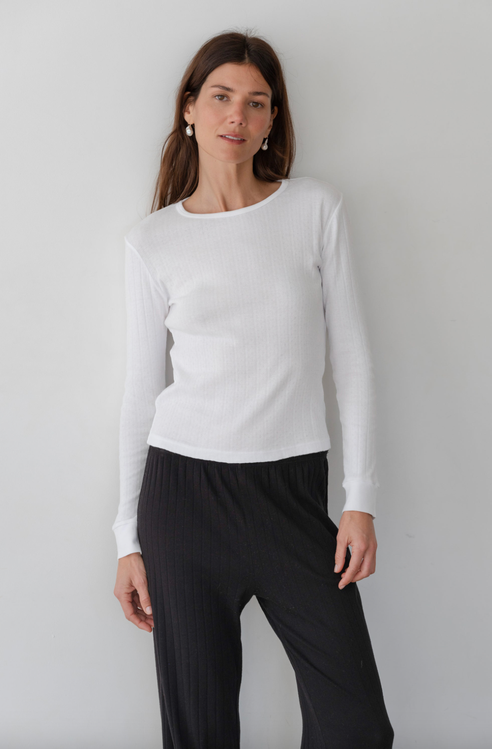 The Pointelle Long Sleeve Powder