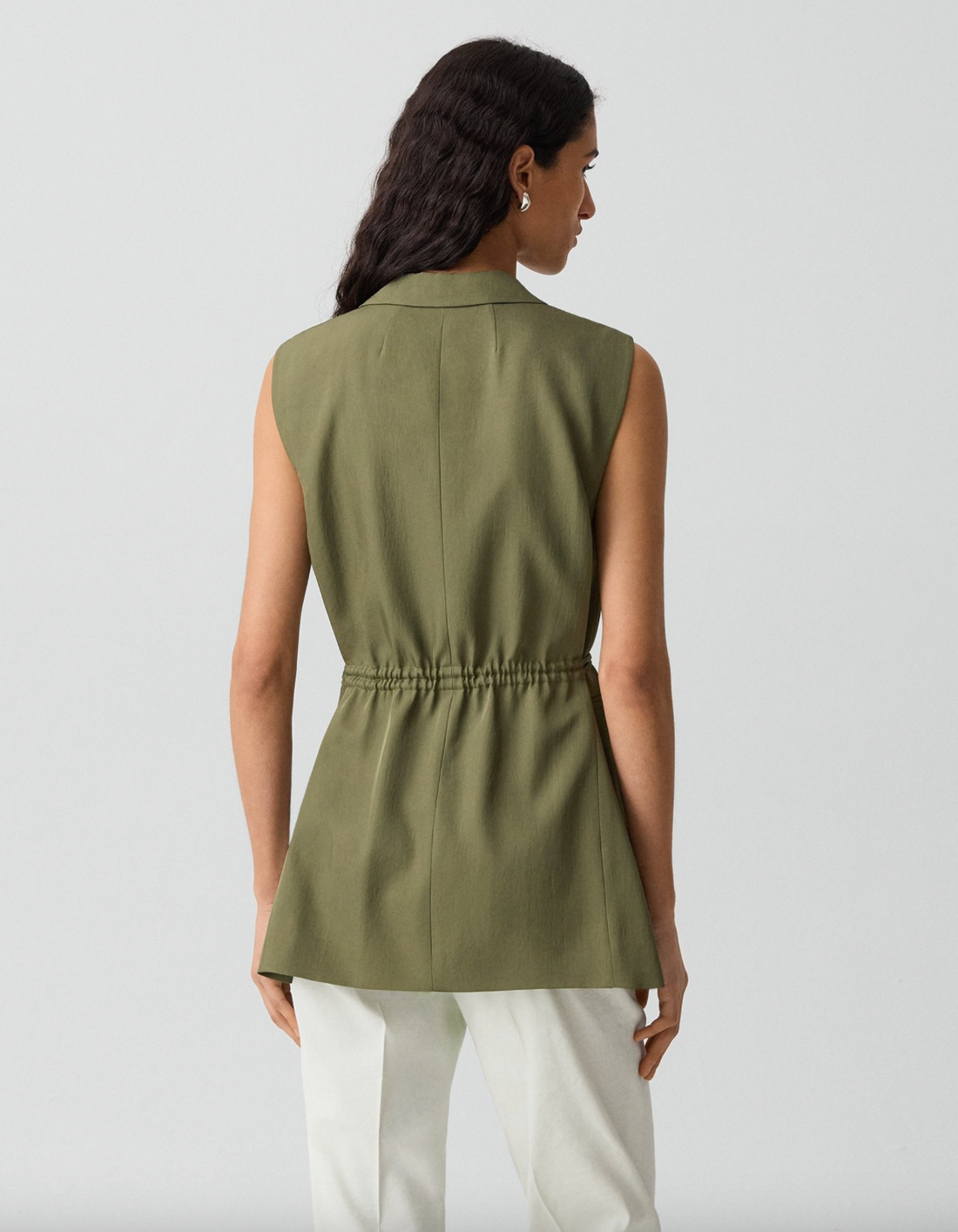 Vented Vest in Washed Twill Forest Moss