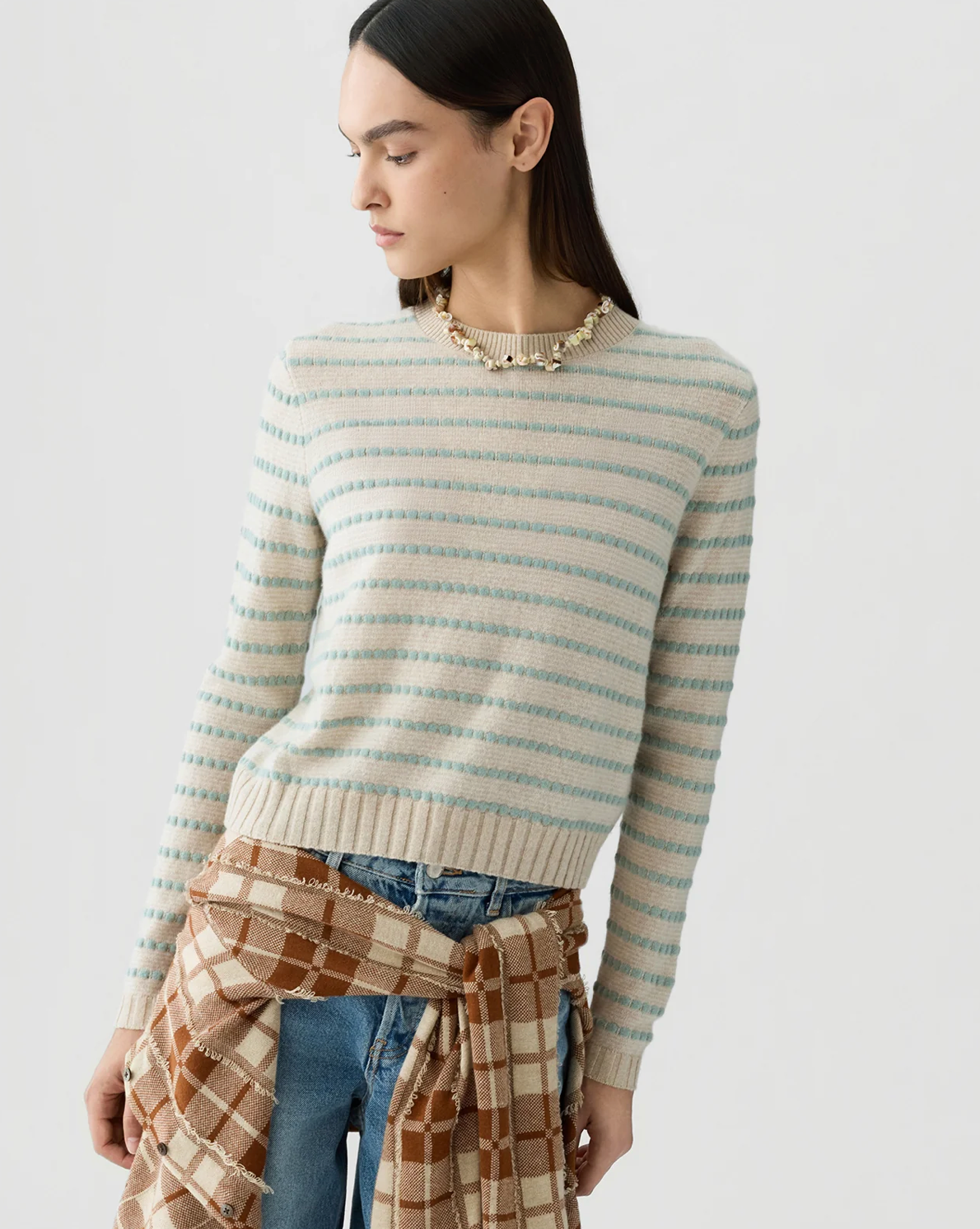 Pebble Stripe Shrunken Crew Sandstone Combo