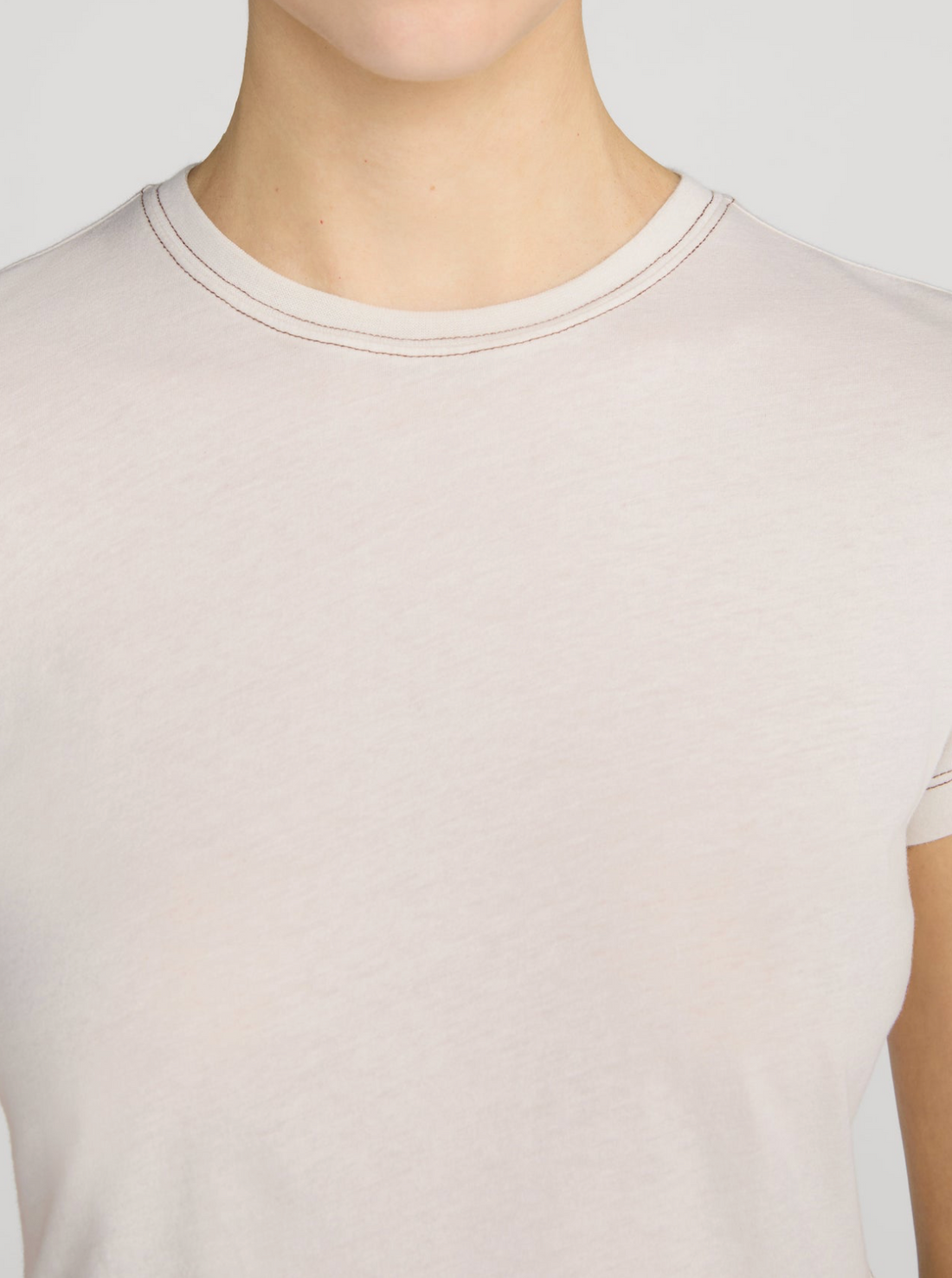 The Contrast Stitch Baby Tee Bone