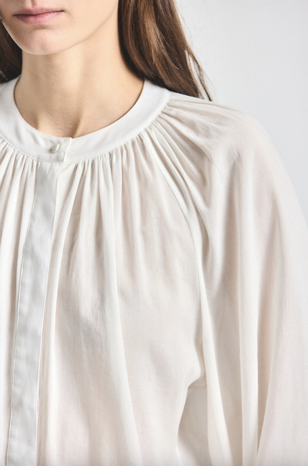 Zoey Sheer Cotton Lawn Balloon Sleeve Top