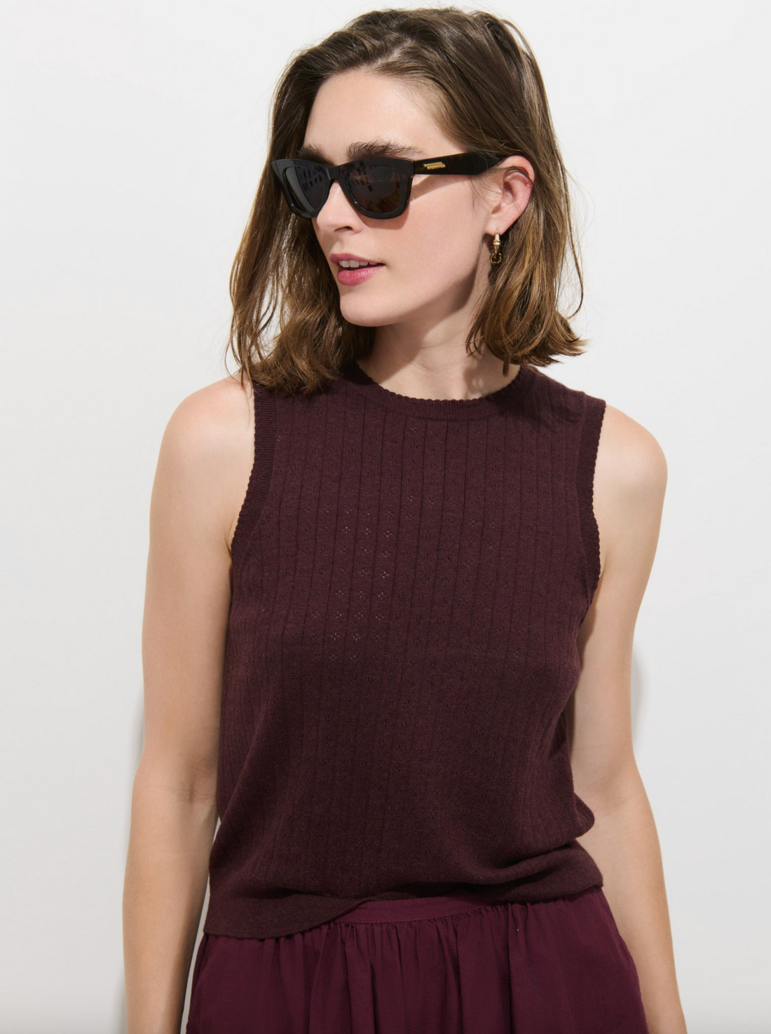Odette Sweater Tank In Cotton Cashmere Raisin
