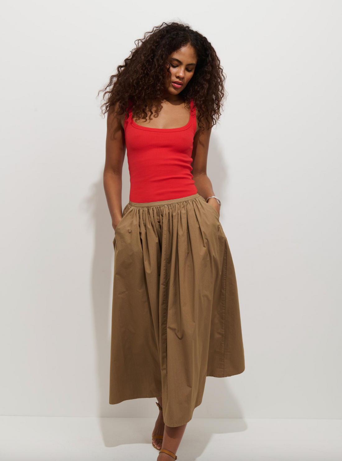 Sarah Skirt In Cotton Field Khaki