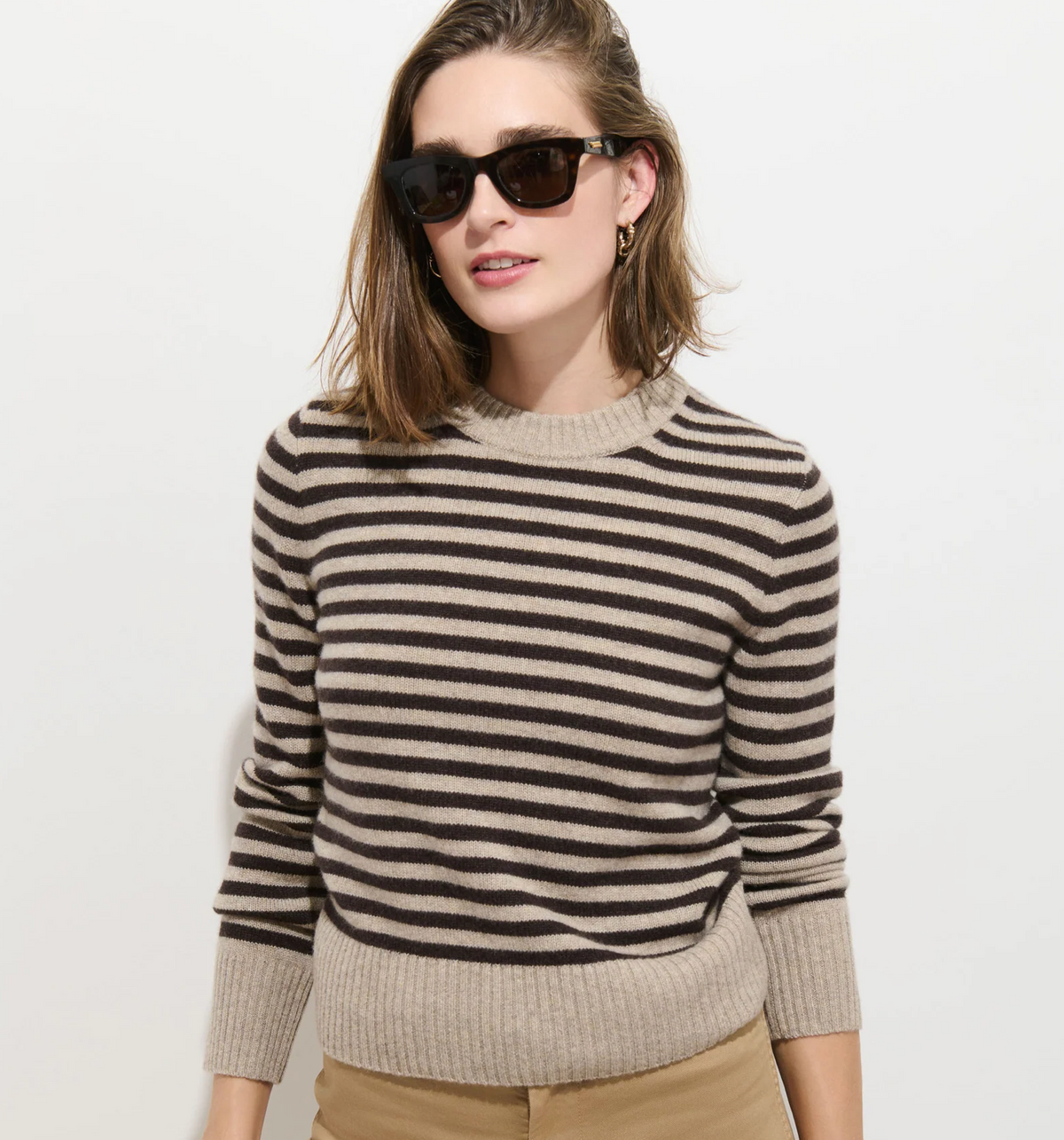 Marais Striped Sweater Oyster/Espresso