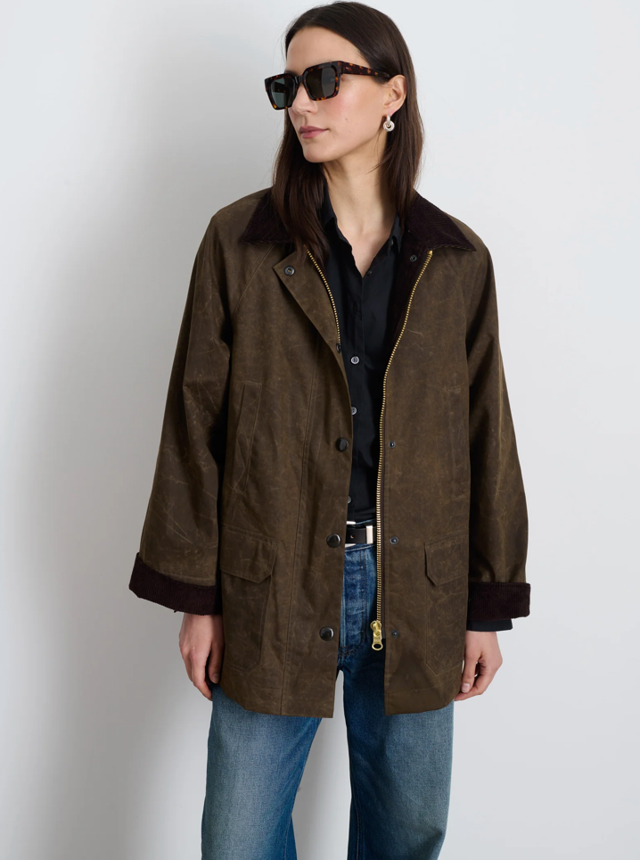 Chiltern Street Jacket In Waxed Cotton Brown