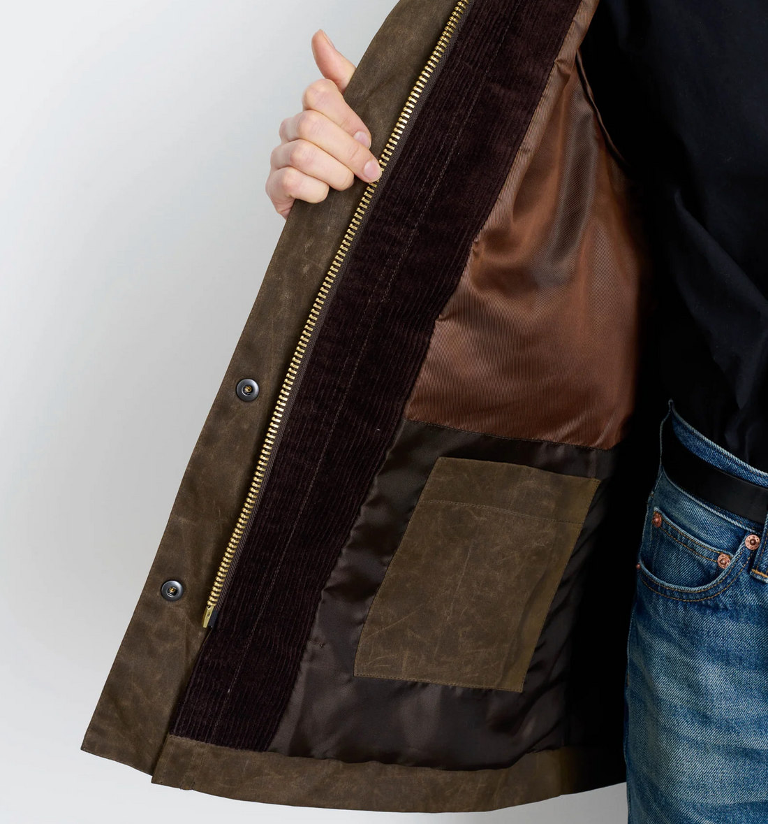 Chiltern Street Jacket In Waxed Cotton Brown