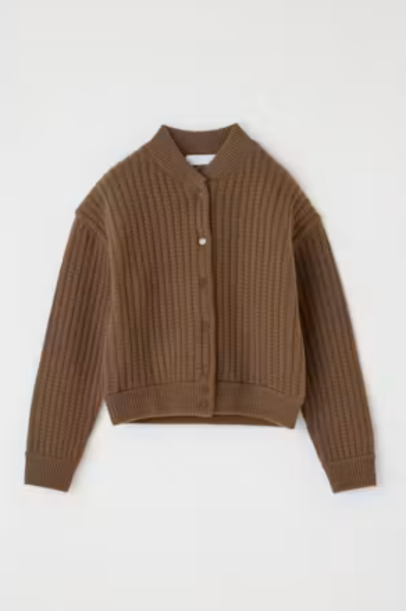 MV Cable Knit Blouson Jacket Brown