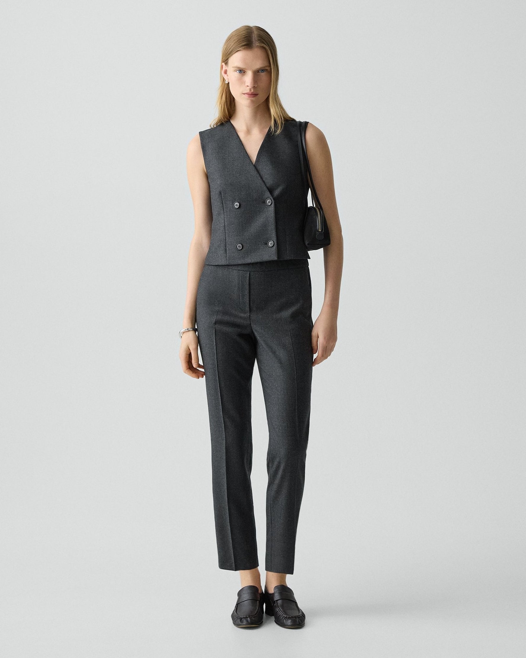 Treeca Pull On Flannel Pant Charcoal
