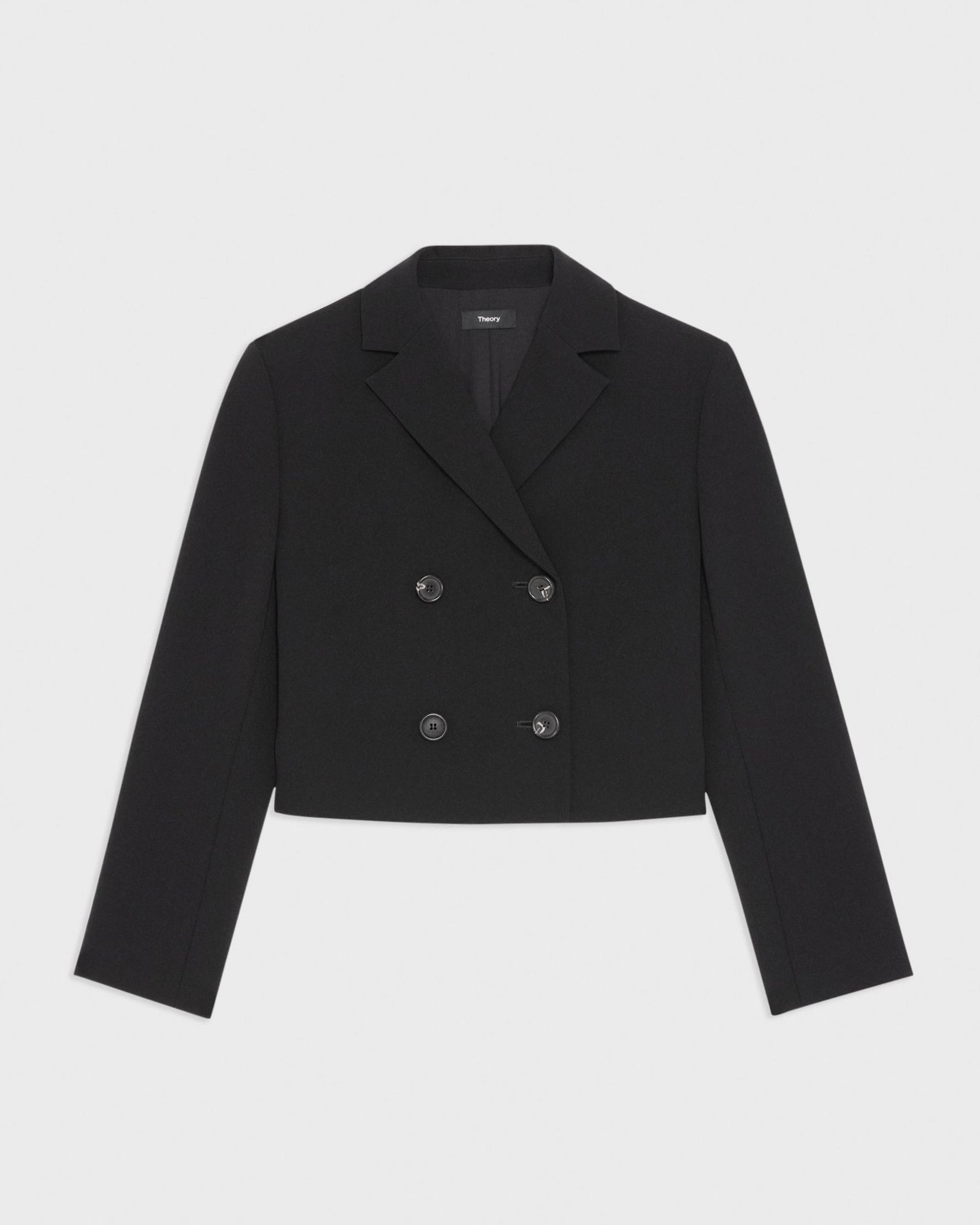 Crop Double-Breasted Jacket Black