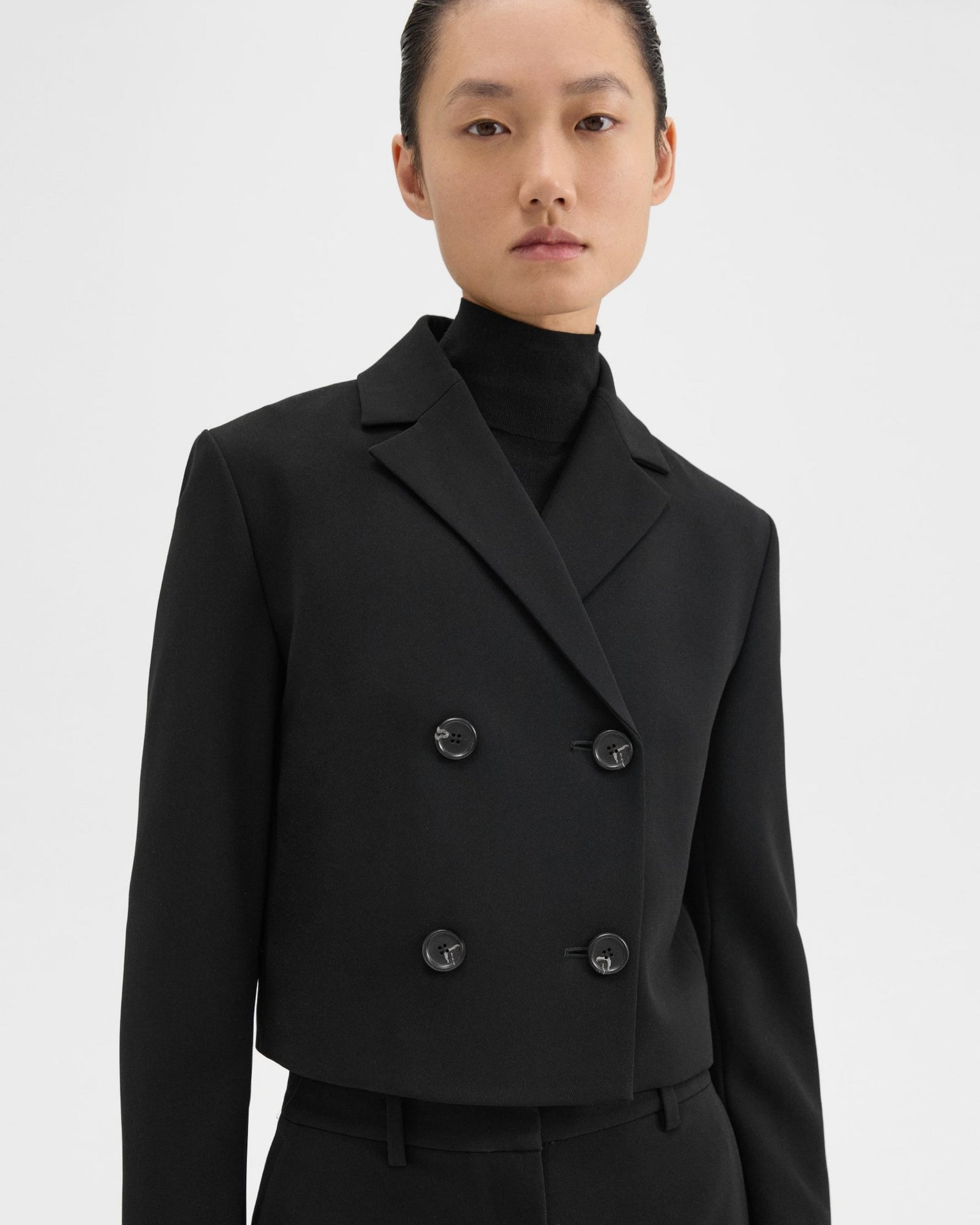 Crop Double-Breasted Jacket Black