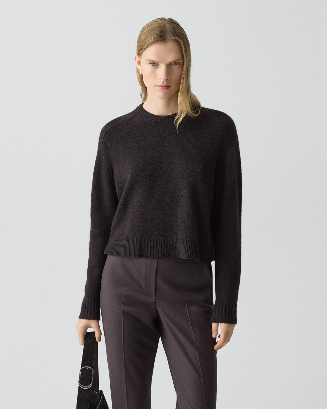 Cashmere Cropped Crewneck Sweater Cacoa