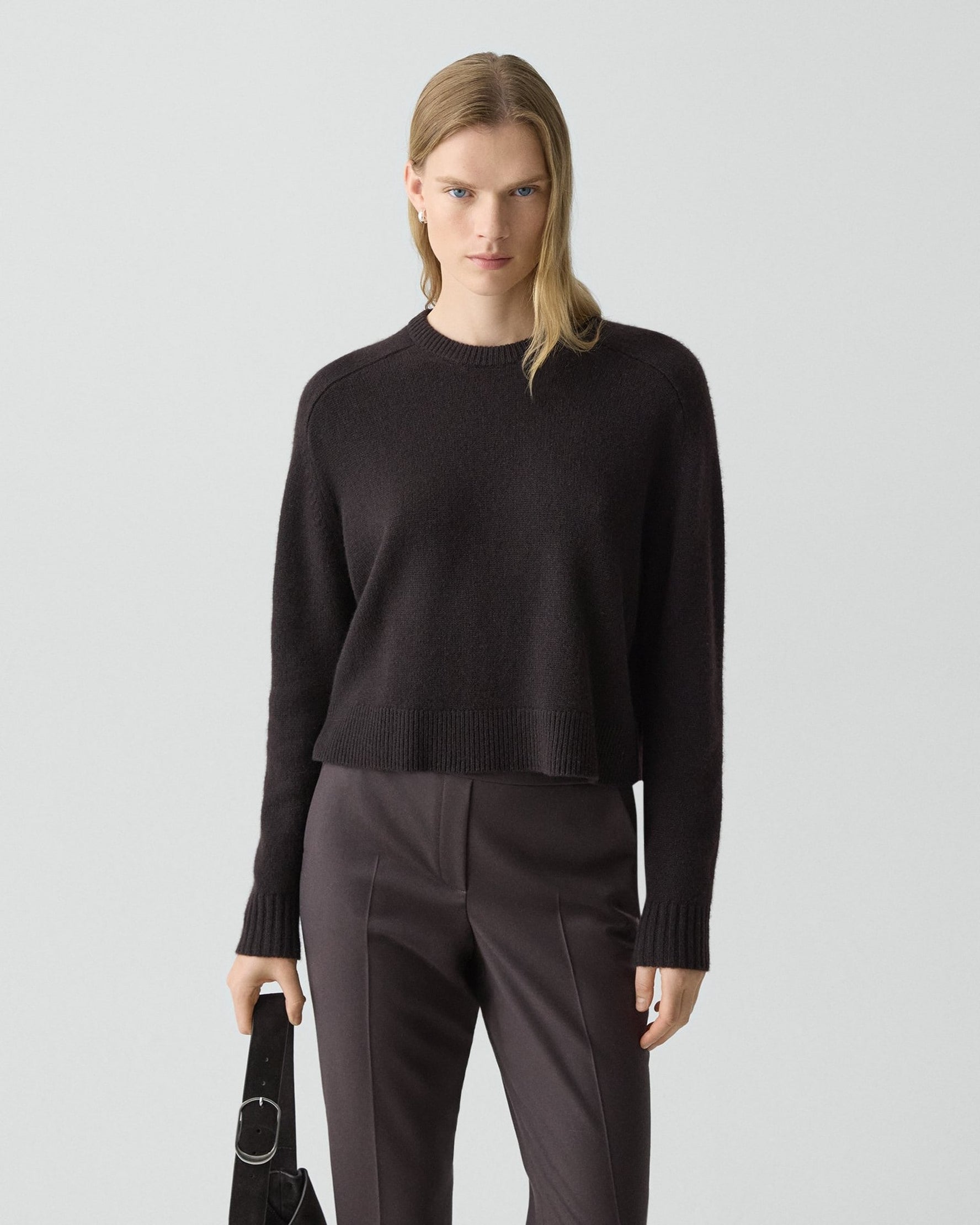 Cashmere Cropped Crewneck Sweater Cacoa