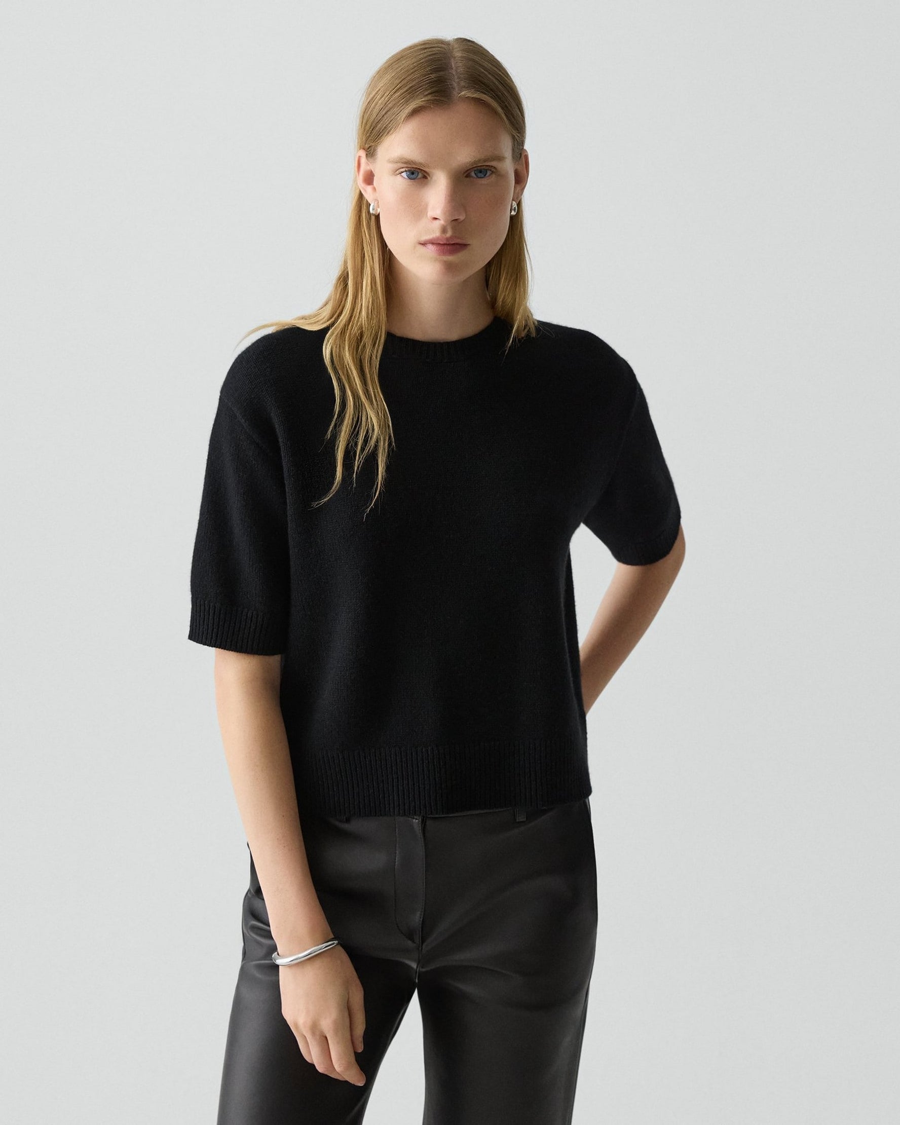 Cashmere Cropped Tee Black