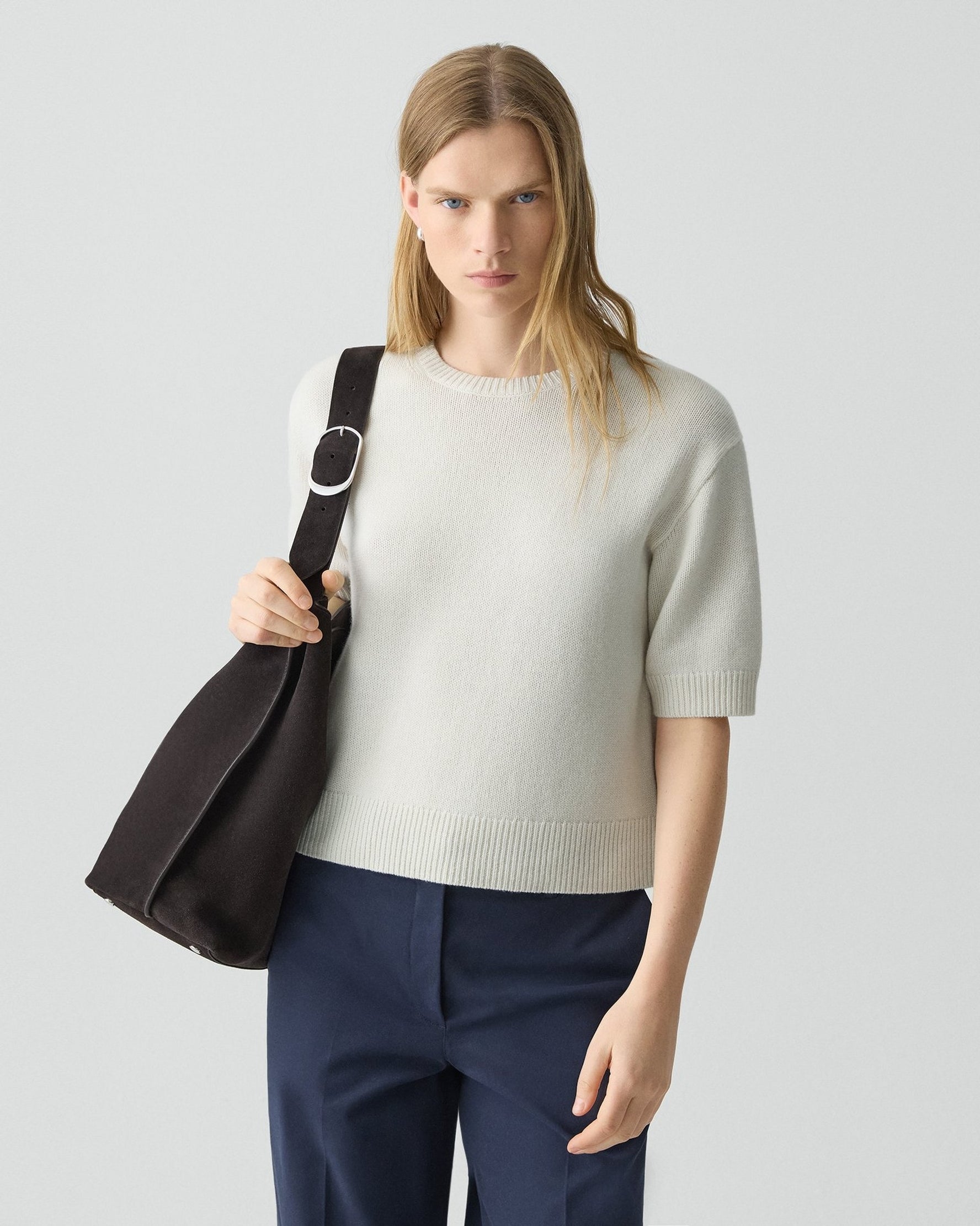 Cashmere Cropped Tee Ivory