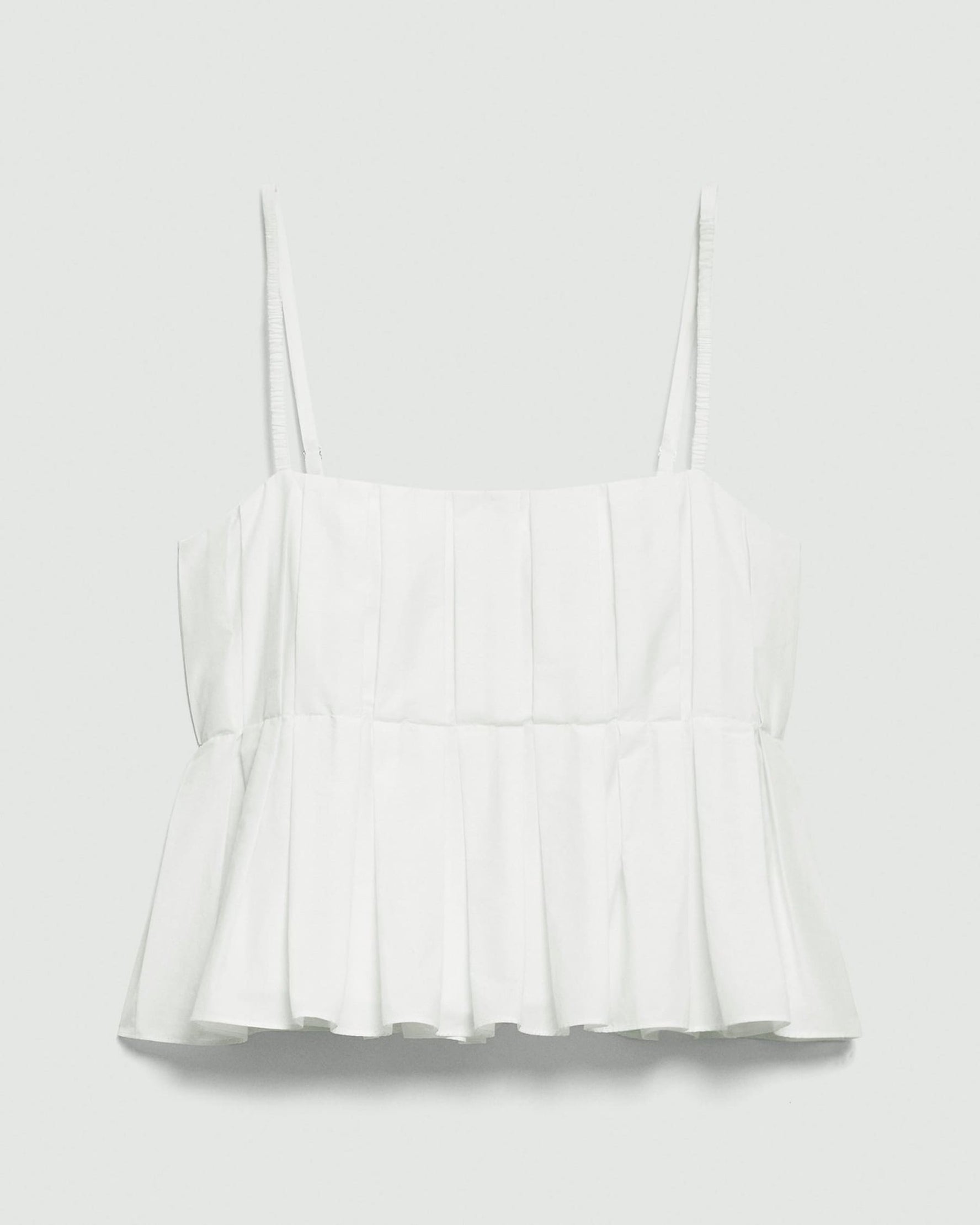 Pleated Camisole White Cotton Blend