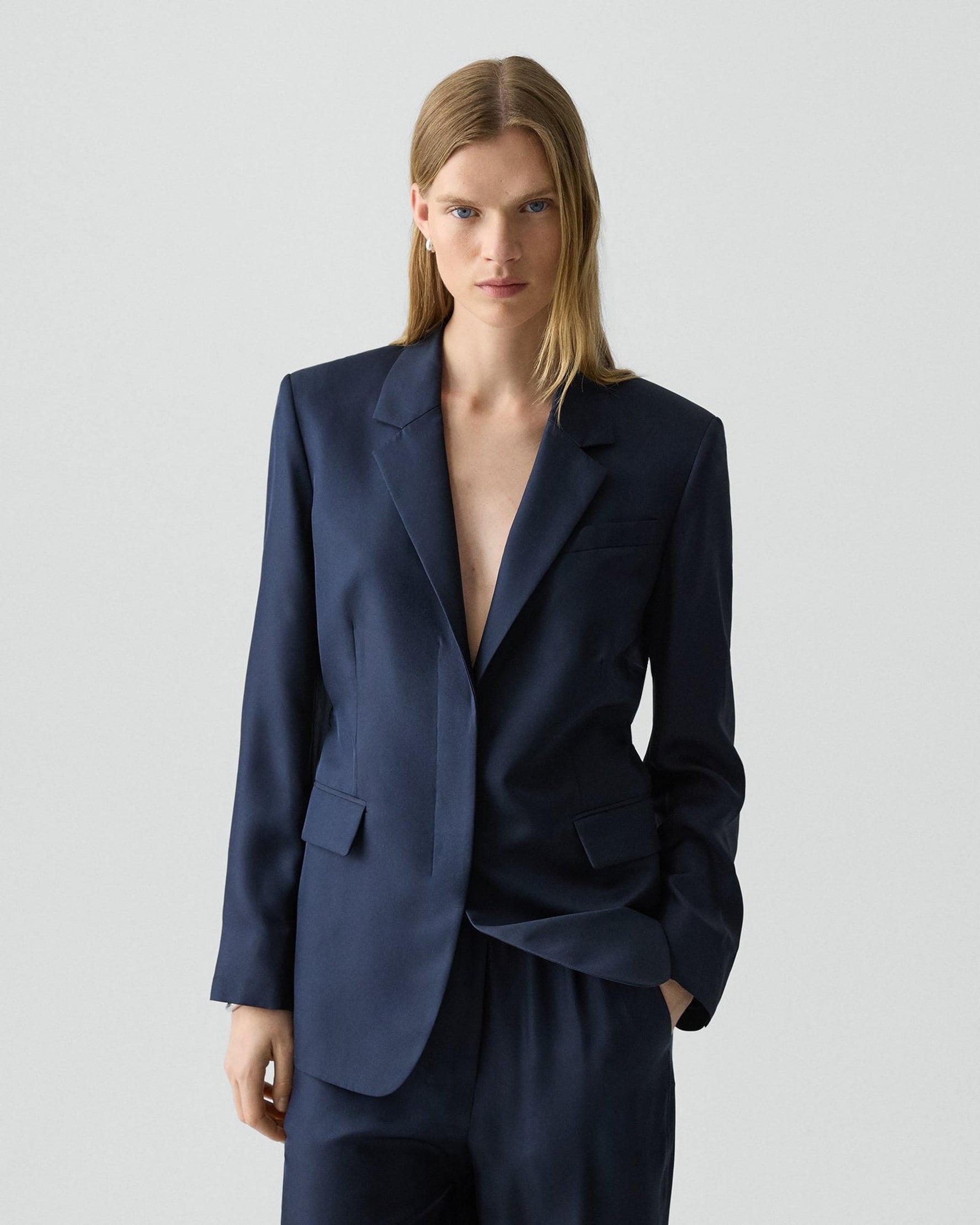 Oversized Cinch Blazer Navy