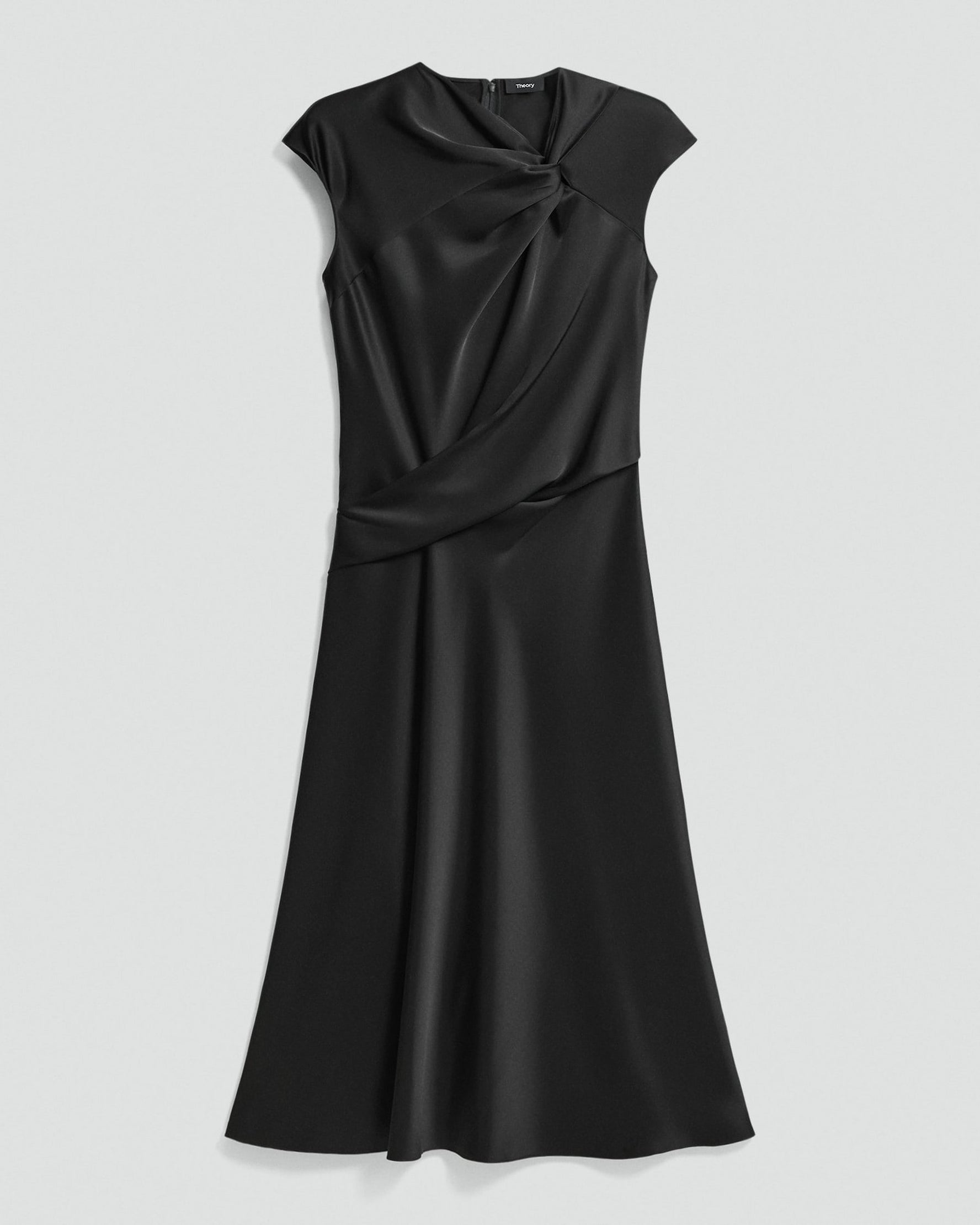 Satin Twist Bodice Dress Black